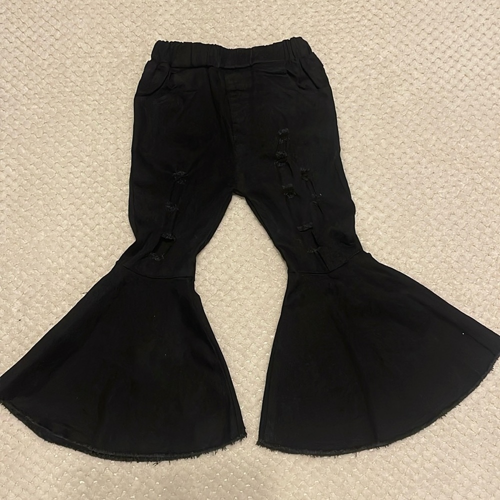 Black Flared Bell Bottom Distressed